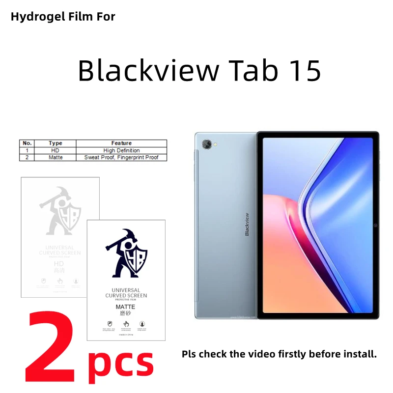 

2pcs Matte Hydrogel Film For Blackview Tab 15 HD Screen Protector For Blackview Tab 15 Clear/Frosted TPU Protective Film