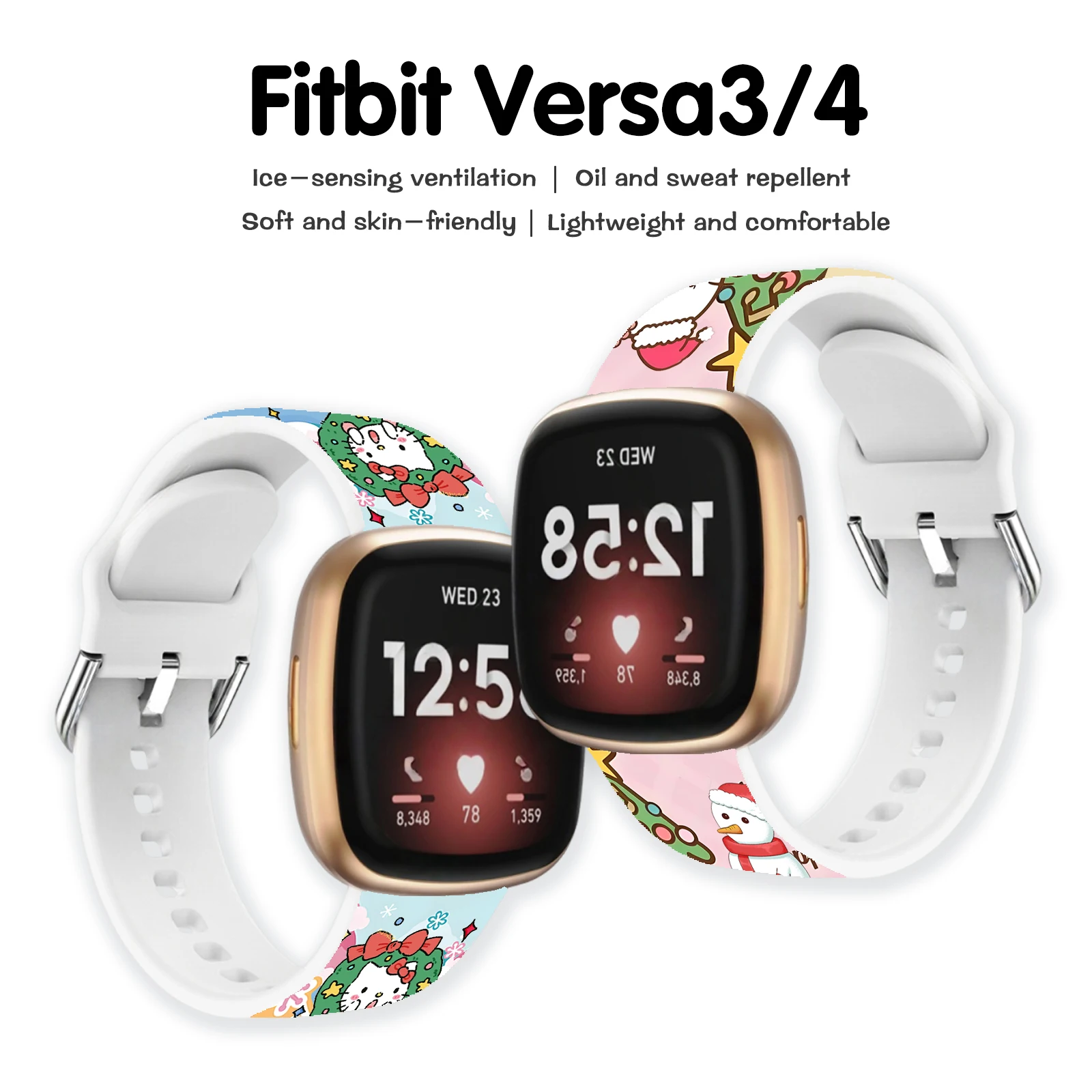 

Sanrio Series Hello Kitty Print Watch Band for Fitbit Sense 2/1 Watchband Replaceable Bracelet for Versa 3/4 for Women as a Gift