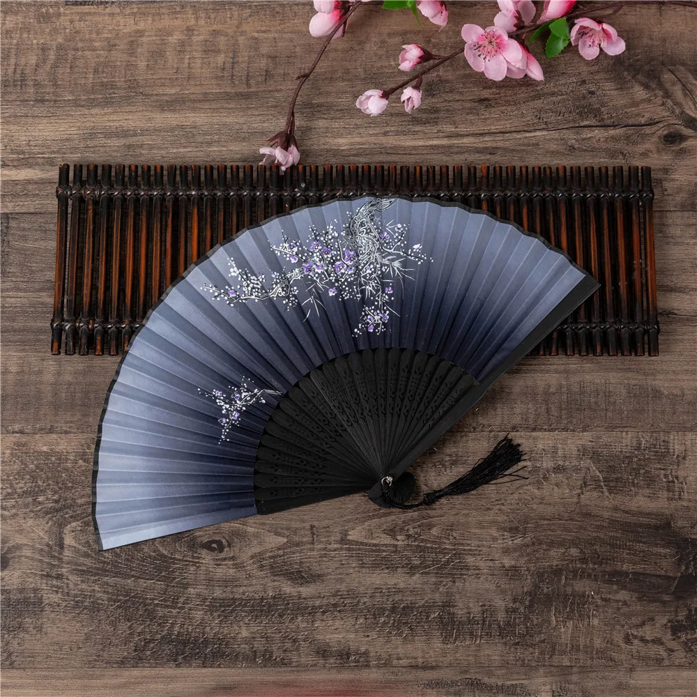 Vintage Style Silk Folding Fan Chinese Japanese Pattern Art Craft Gift Home Decoration Ornaments Dance Hand Fan