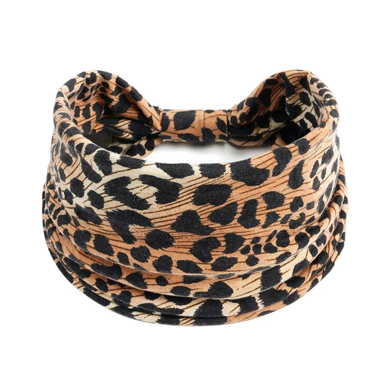 1pc Fashionable Leopard Print Yoga Headband for Women - Wide Knot Absorption Sports Turban for Fitness and Hair Accessories