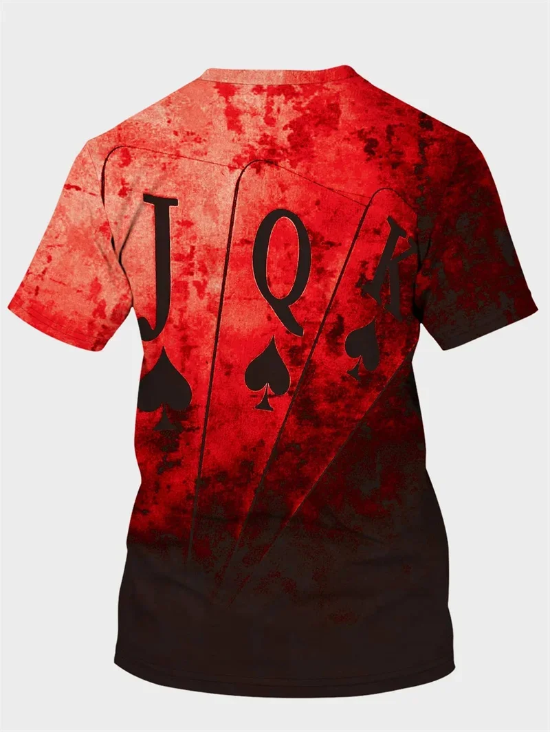 3D Playing Card Graphic T Shirt for Men Clothing Youth Trend Fashion Streetwear Tshirt Summer Unisex Women Short Sleeve Tops Tee