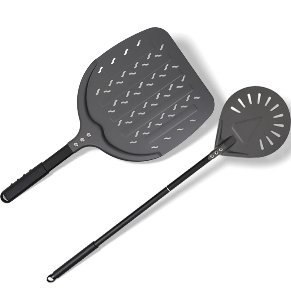 

12 &7 Inch Pizza Peel Long Handle Turning Paddle Aluminum Pizza Turner Baking Tool Perforated 2 pack Kitchen Accessories