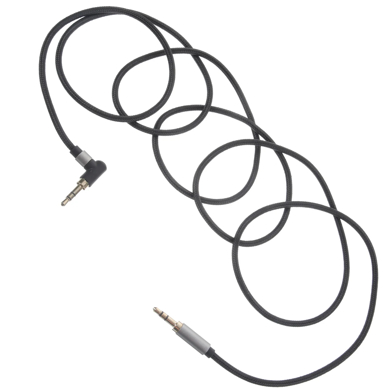 

2pcs 3.5mm Audio Cable Male to Male AUX for Car Speaker 1.5m Black Elbow Design Anti Kink Durable Clear Sound Quality