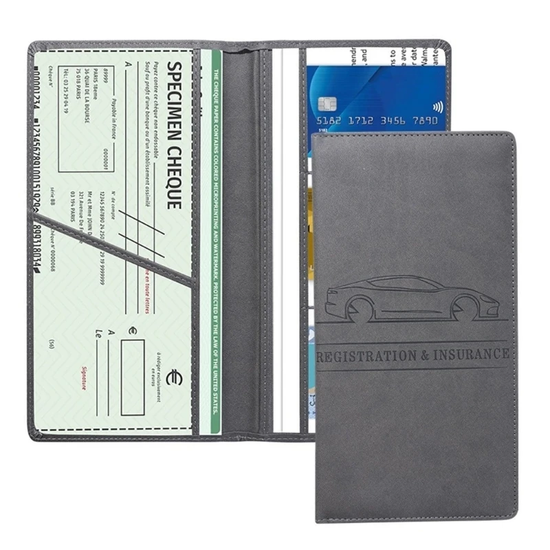 50LE Car Registration and Insurance Card Holder, Vehicle License Document Glove Box Compartment Manager, Interior Car