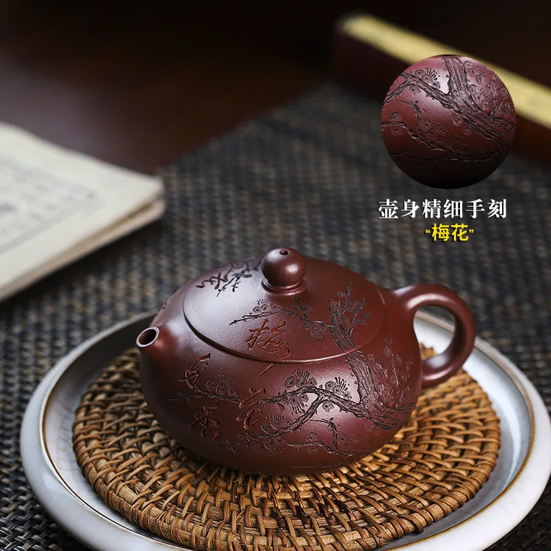 Yixing Handmade Purple Teapot Home Collection Clay Material Dragon Blood Sand Dark Fragrance Xishi Summer Tea Set Water Flowing