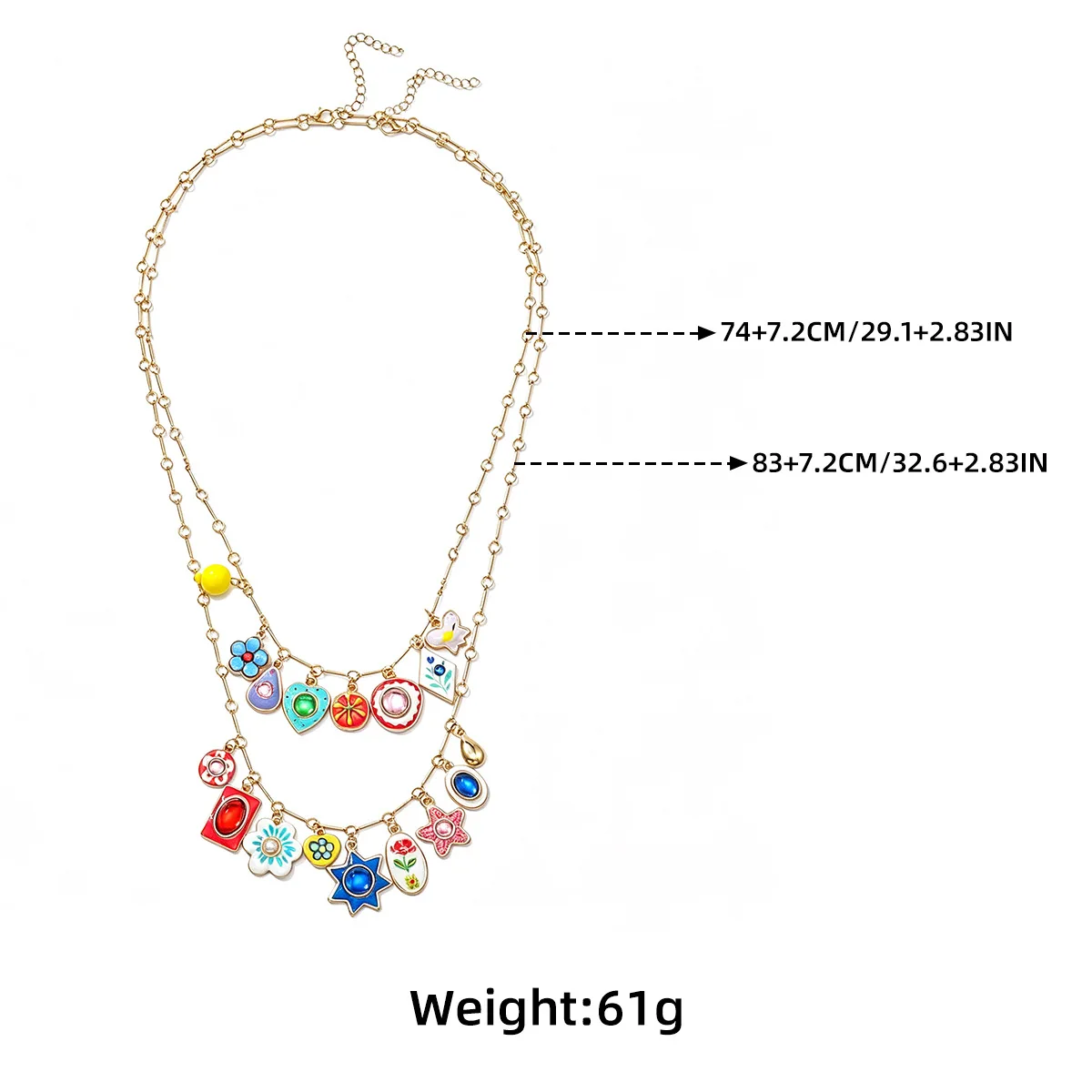 Böhmische Mehrschichtige Bunte Emaille-Blumen-Herz-Stern-Anhänger Halsketten für Frauen 2026 Trend Schmuck Geschenke – Detail 1