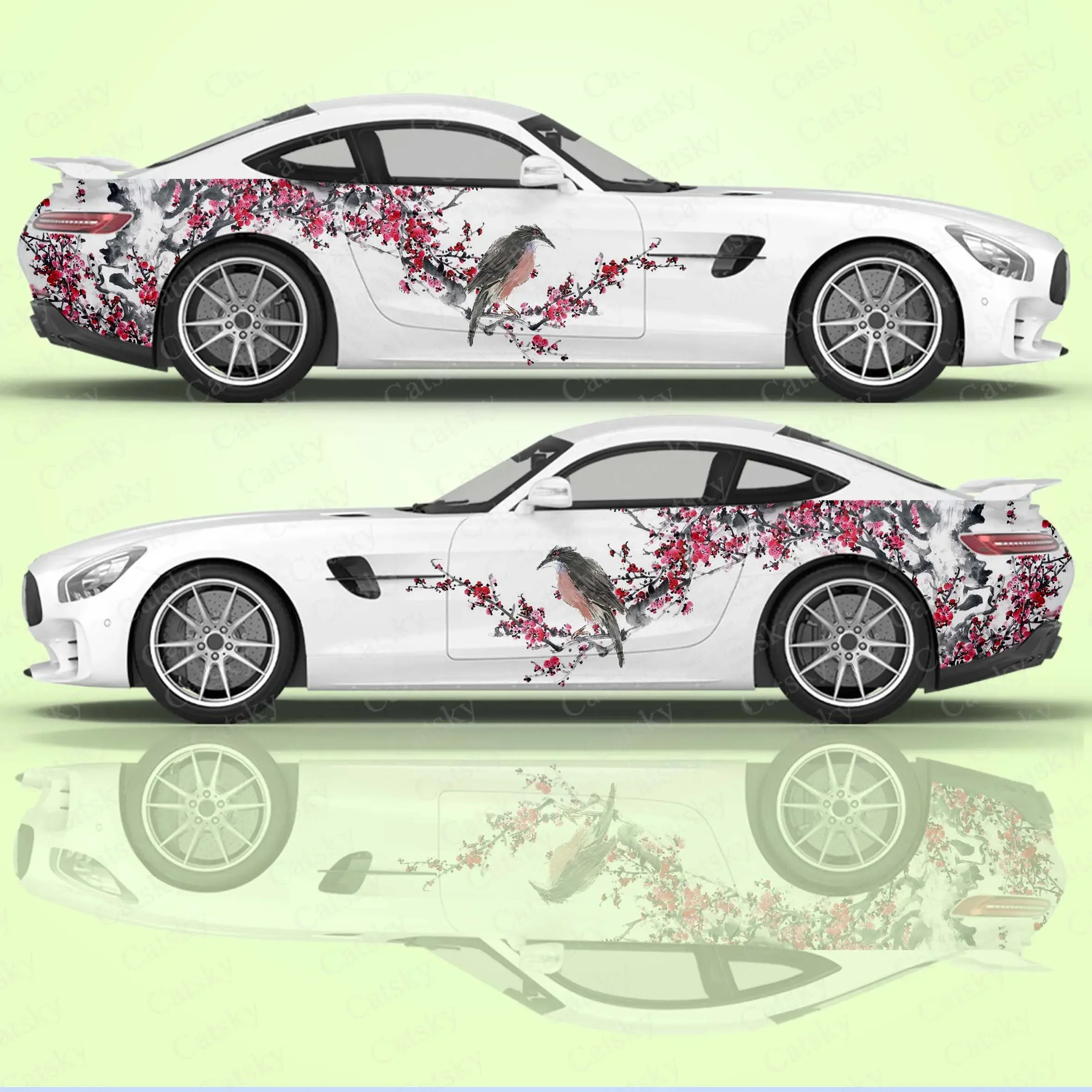 Chinese ink painting plum blossom art Car Body Stickers Chinese Style Vinyl Car Side Decal Sticker Universal PVC Car Sticker