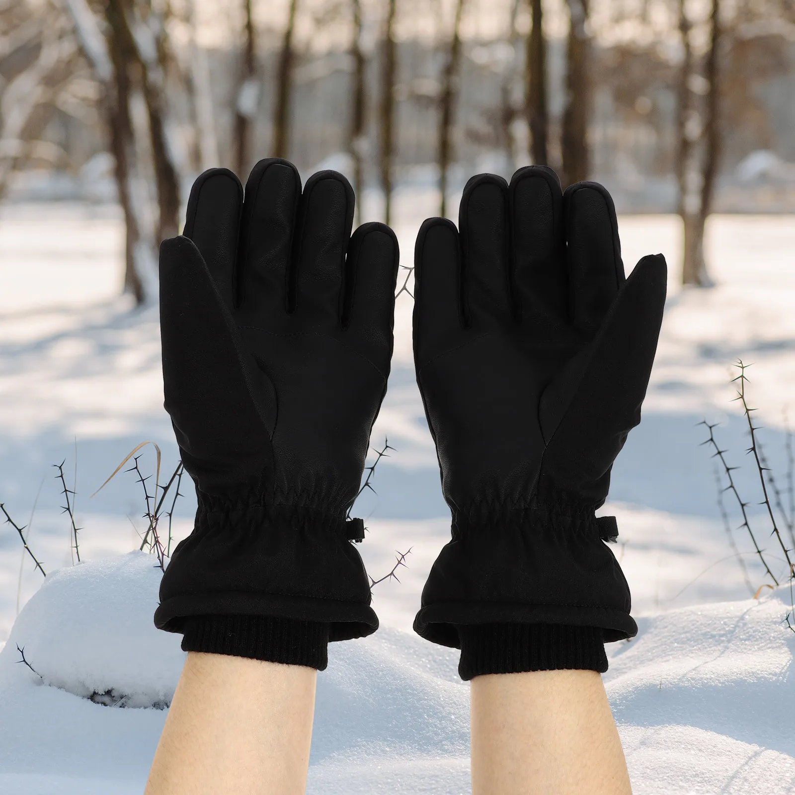 

1Pair Windproof Waterproof Gloves Warm Keeping Touch Screen Compatible Gloves for Men Women Outdoor Sports Winter Autumn Use