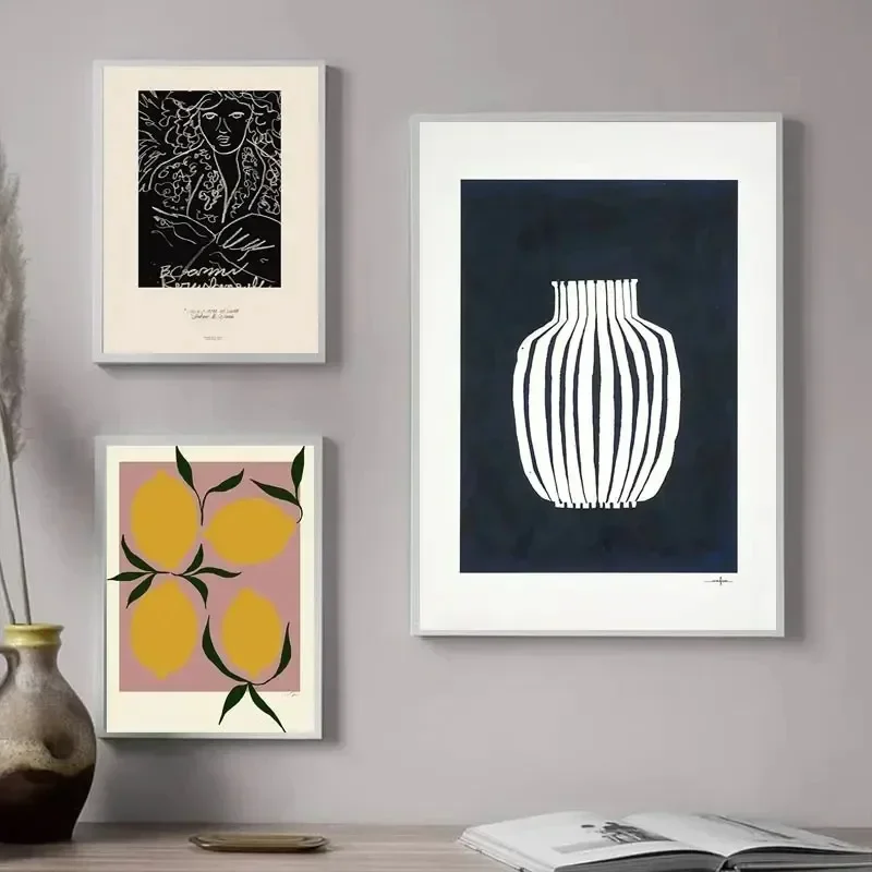 

Nordic Diamond Painting Wall Pictures Abstract Minimalism Lemon Vase Geometric Prints Pictures Living Room Interior Home Decor
