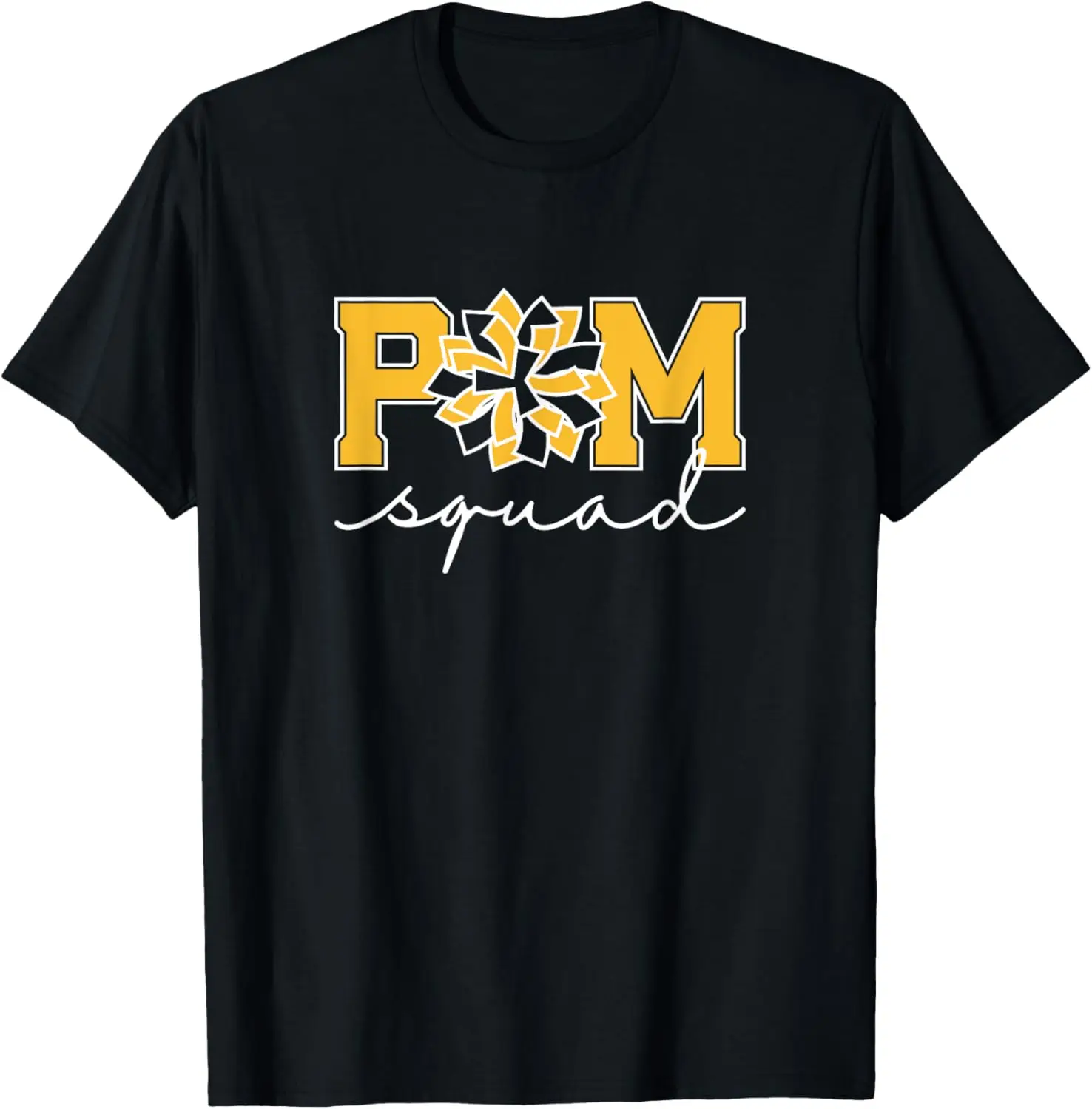 Pom Squad for Dance, Cheer, Spirit Squad Yellow T-Shirt