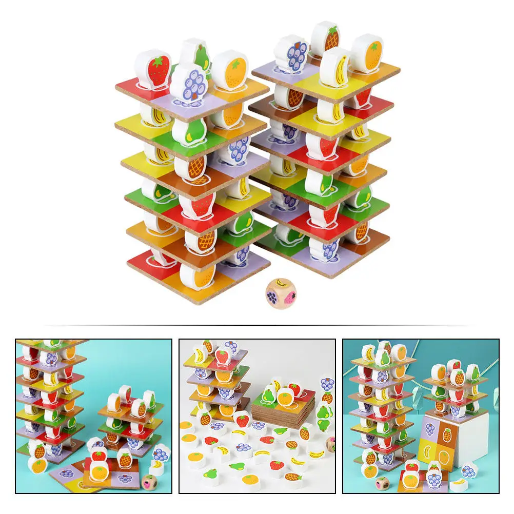 

1 Set Children Stacking Balanced Wooden Blocks Educational Game Early Learning Sensory Development Kids Play