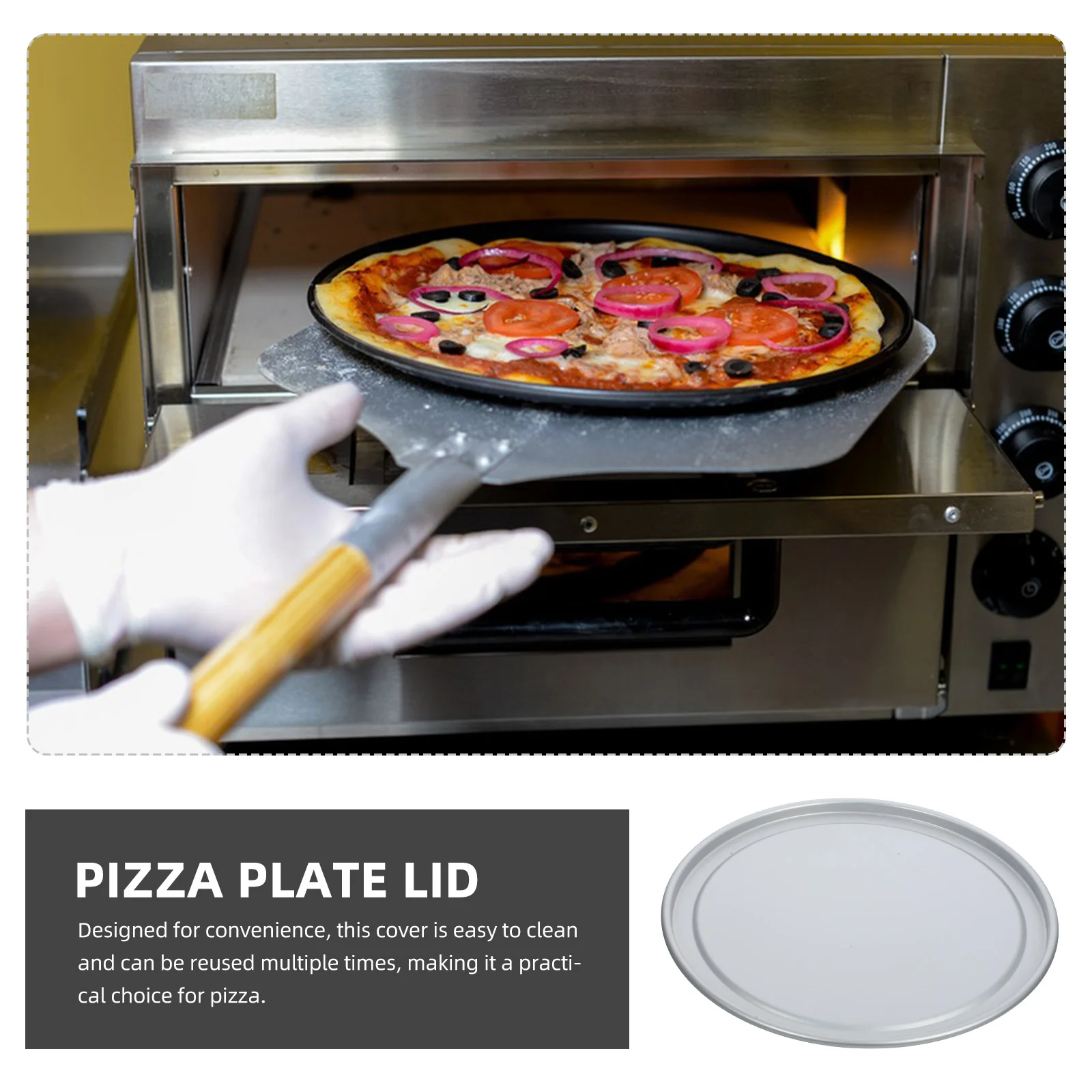 

Pizza Pan Lid Aluminum Alloy 8 Inch Wear resistant Round Baking Tray Cover Oven Safe Non stick Kitchen Pizza Plate Lid Metal