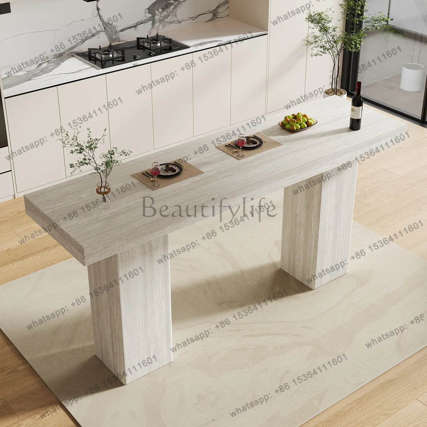 

LS light luxury imported rock slab bar table simple modern open living room partition bar table integrated table