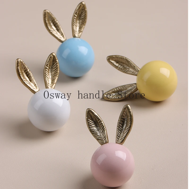 Wall Coat Hooks wall hooks decorative Mounted Coat Rack Hat Hooks key Bathroom Towel hooksWall Hangers Rabbit Ceramic Round Hook