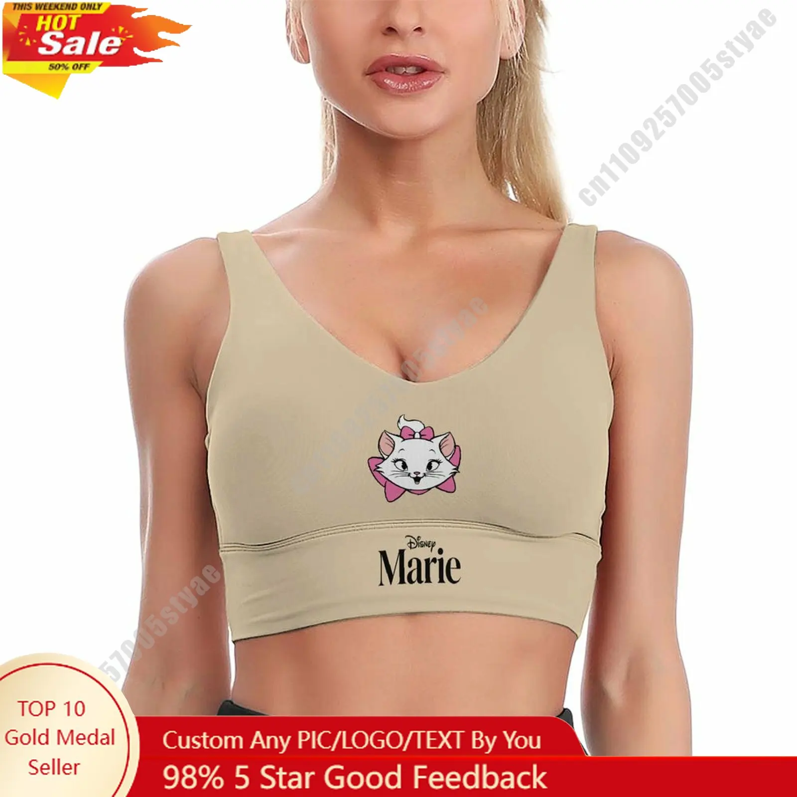 

Marie Sports Bra Disney Character Custom Breathable Underwear Running Fitness Push Up Bra Fresh Fashionable Gifts