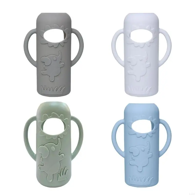 

L5YF Ergonomic Baby Bottle Silicone Cover Case 4Pcs Set Glass Bottle Sleeve Anti Slip Shockproof Protector for Dr. Brown
