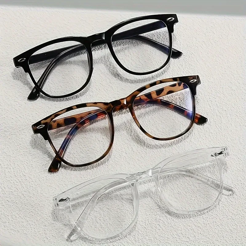 3 Pairs of Retro Ultra Light Round Frame Glasses for Men and Women Multifunctional Fashionable Flat Glasses
