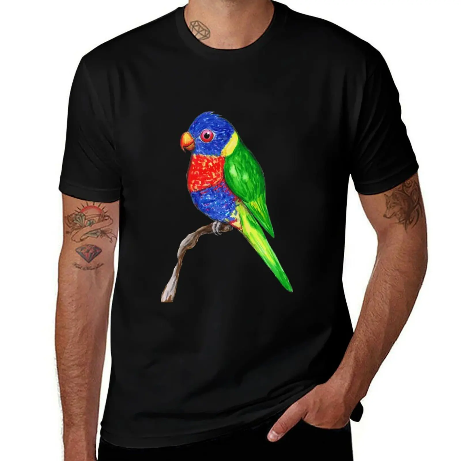 Cute rainbow lorikeet\t T-Shirt cotton t shirts man 100% funny t shirts man T-Shirt