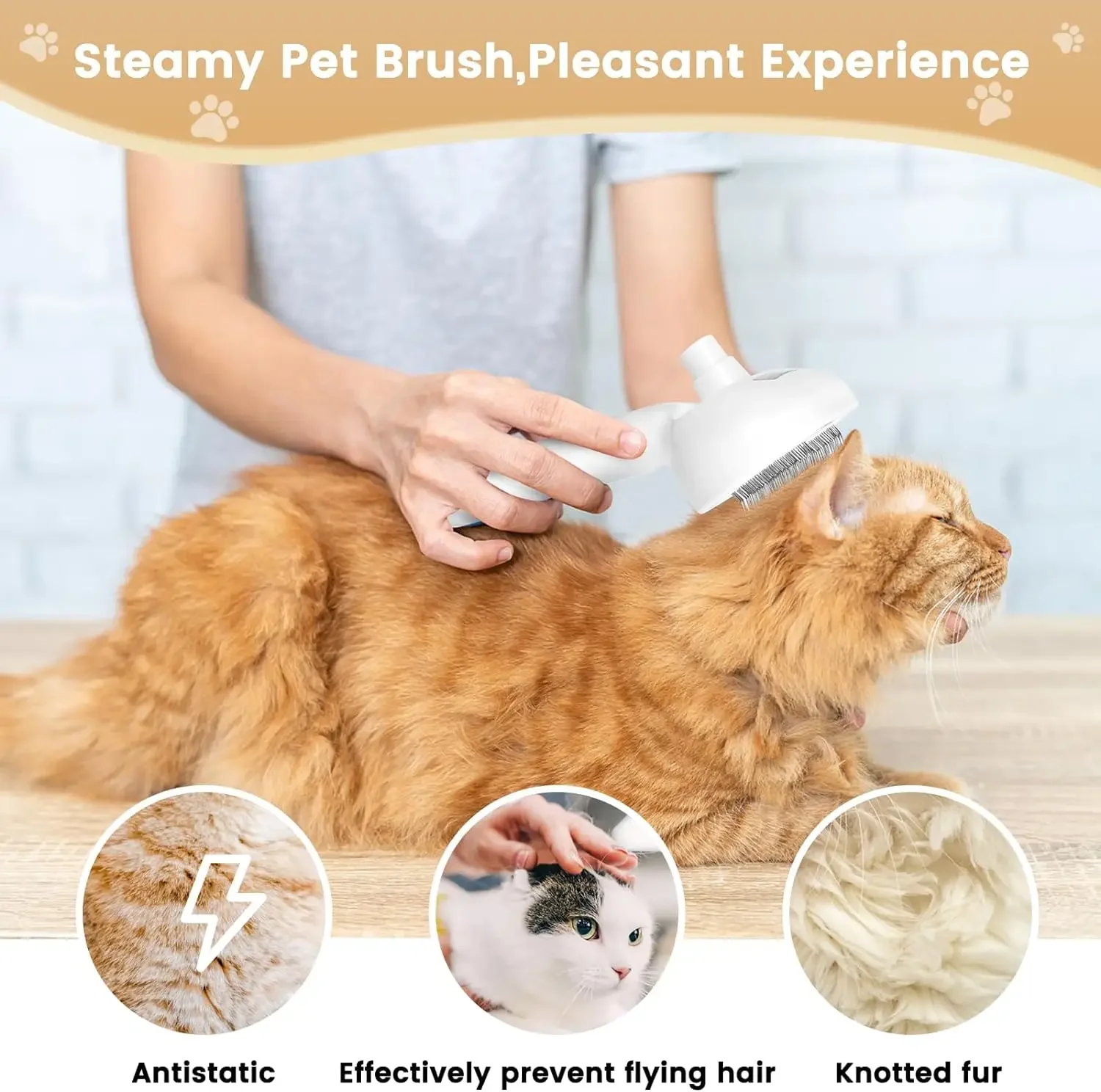 Steamy Cat Brush Pet Spray Grooming Comb Remove Floating Hair Fluffs Hair Water Steam Styling for Dogs Cats Accessories