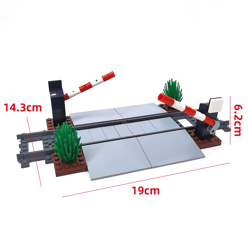 Moc City Train Track Model Trein Spoor Rail Verkeerslichten Gangpad Barrière Pole Stad Signaal Lamp Set High-Tech bouwsteen Speelgoed