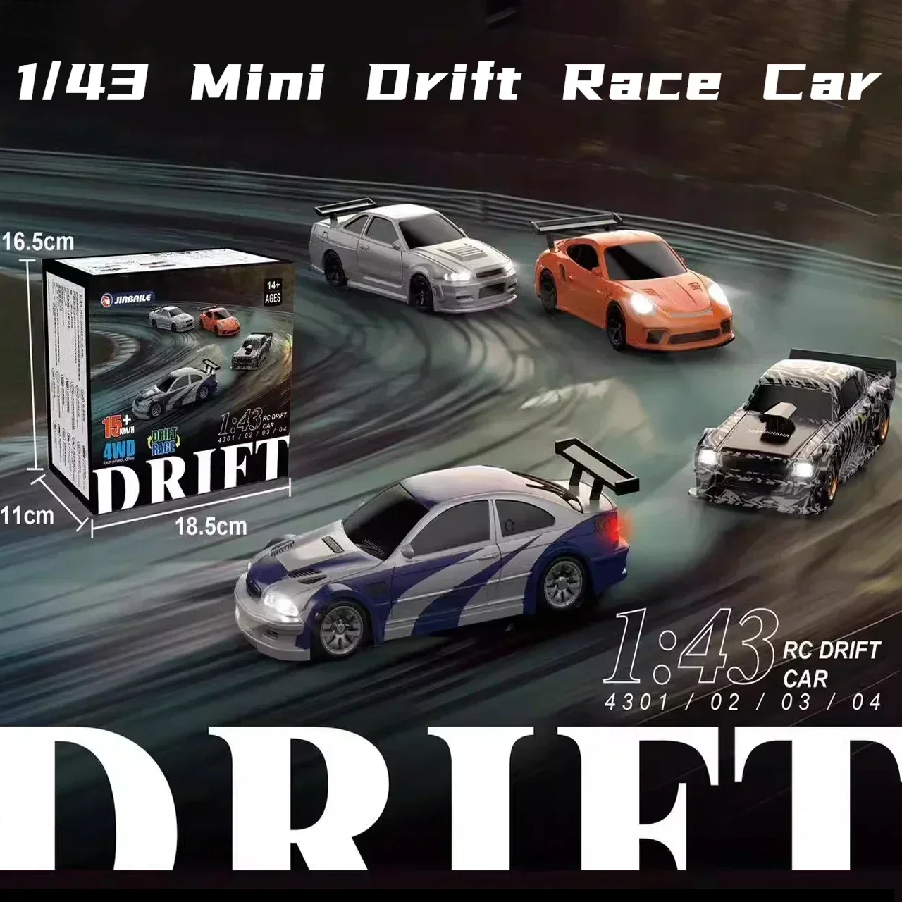 1/43 Mini Drift Race RC Car Four-wheel Drive RTR 4WD Radio 2.4G Racing Drifting High Speed Remote Control Model Toy Boys Gift