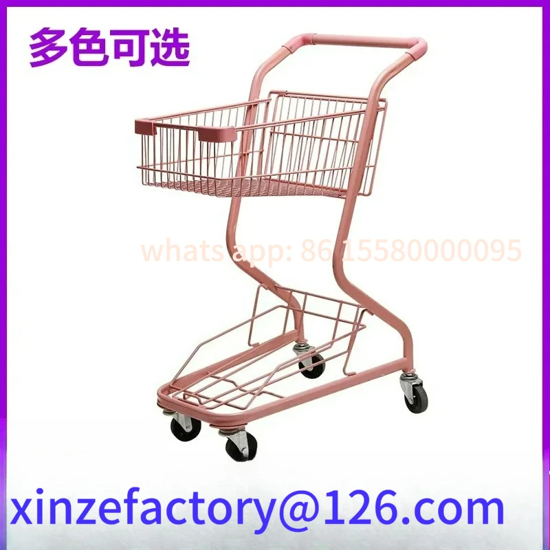 Aanpasbare supermarkt dubbele winkelwagen pop clip machine huisdier snackwinkel geel oranje gekleurd