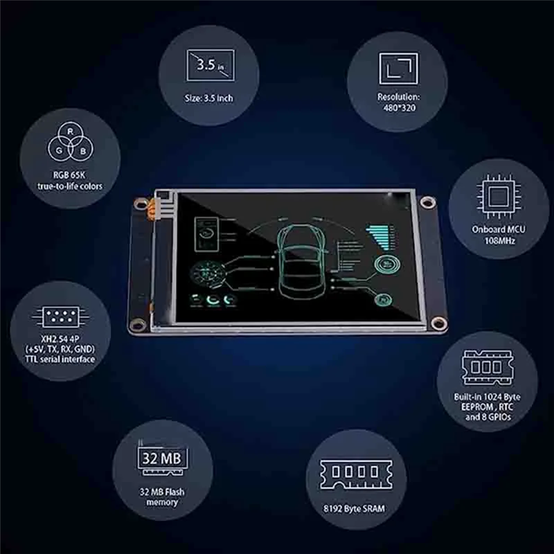 Nextion HMI หน้าจอสัมผัสแอลซีดี NX4832K035 3.5นิ้ว Resistive Display Enhanced Series โมดูล LCD TFT uasrt