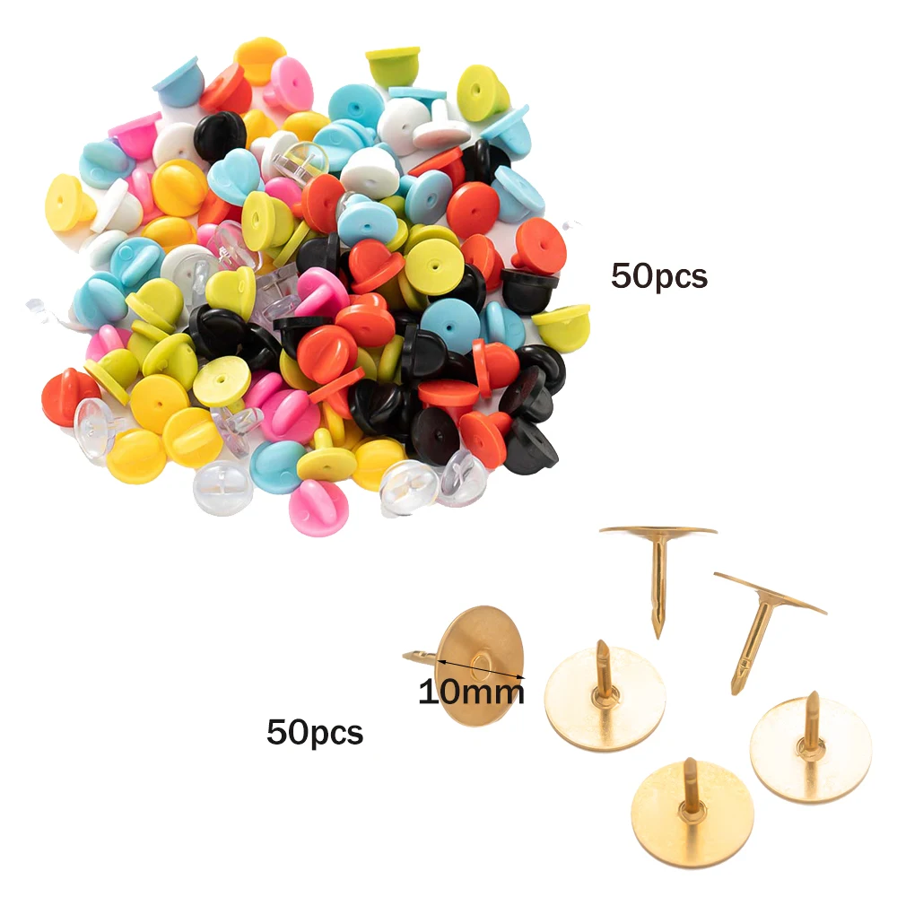 50pcs Pink Rubber Backs Blank Pin Base Keepers Replacement For DIY Handmade Brooch Clothing Accessories Jewelry Making Supplies image 3