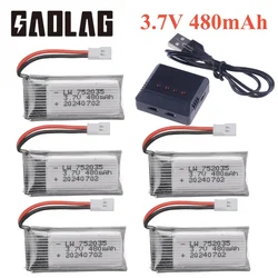 3.7V 480mAh 35C Lipo Battery and Battery charger for X4 H107 H31 KY101 E33C E33 U816A V252 H6C RC Quadcopter Drone Spare Part