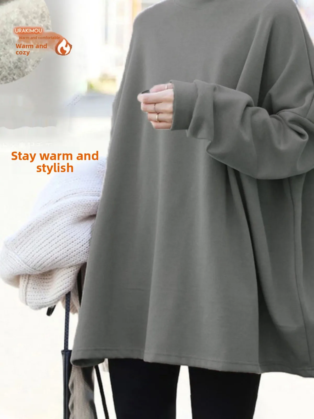 سترة نسائية طويلة مبطنة بالصوف ذات لون واحد بياقة مستديرة مريحة وقابلة للتنفس من القطن بتصميم عتيق