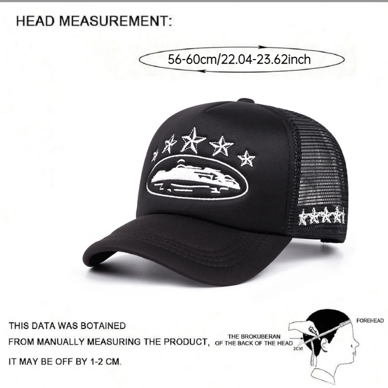 New Five Star Mesh Hat Men's Street Hip Hop Hat Women's Outdoor Sunshade Hat Cycling Skateboard Hat Daily Wearing Baseball Hat