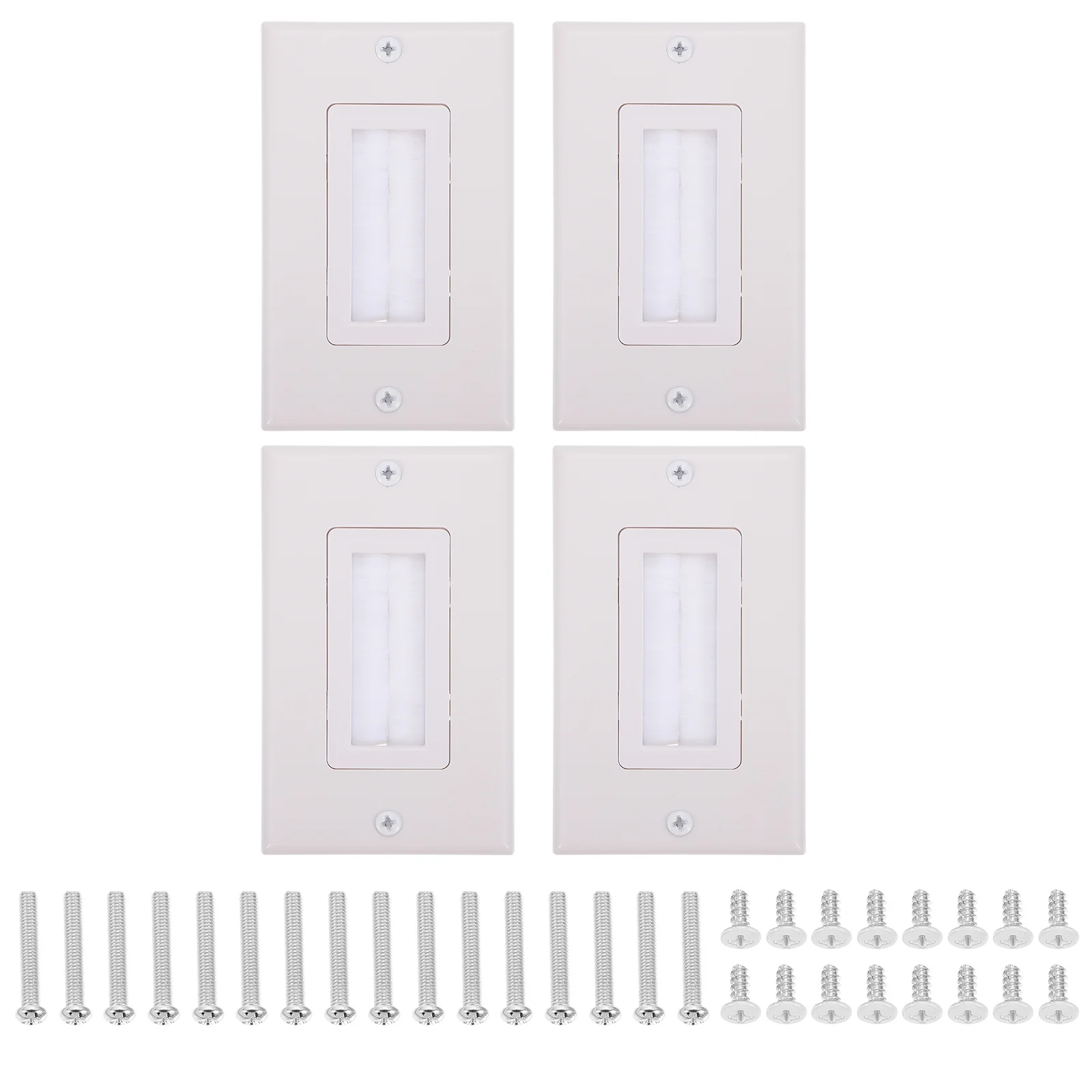 

4Pcs White Brush Wall Plate Cable Access Strap Easy to Set Up and Manage Cables Brush Wall Plate Cable Through Insert