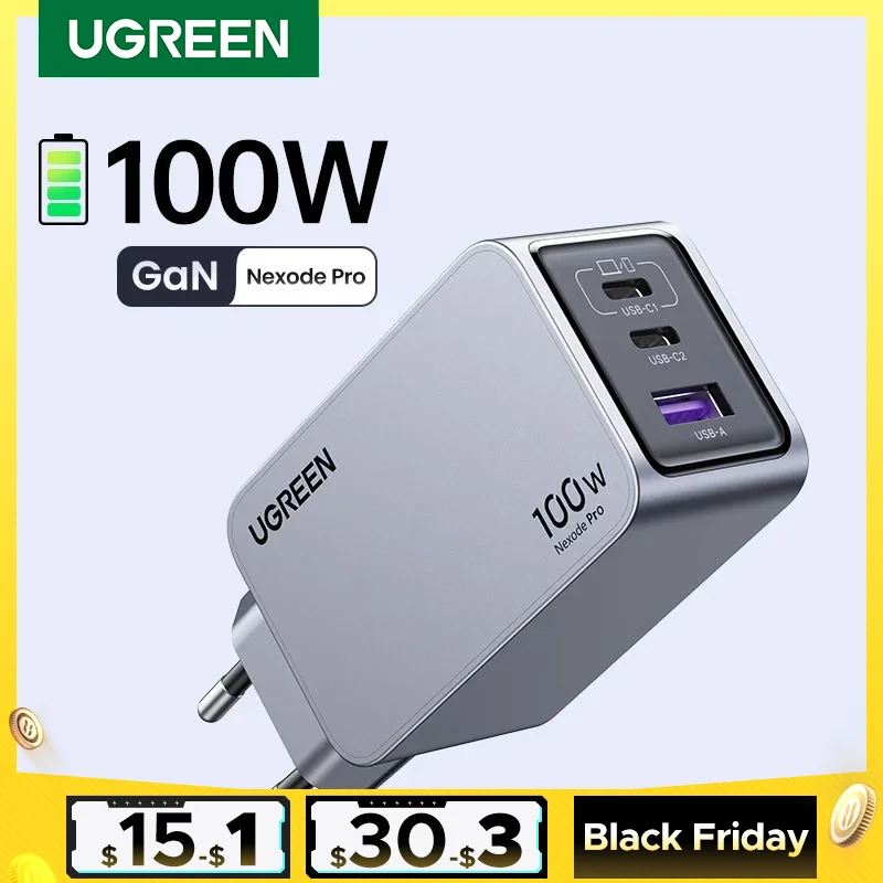 UGREEN 100W GaN Charger USB C Charger QC4.0 3.0 Quick Charge For Macbook Laptop Tablet PD Fast Charger For iPhone 16 15 14 Pro