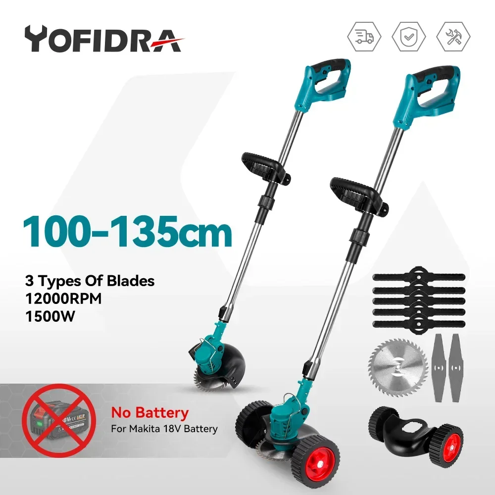 1500W 12000PRM Adjustable Garden Pruning Cutting Power Tools Handheld Electric Lawn Mower Foldable Trimmer  with Accessories