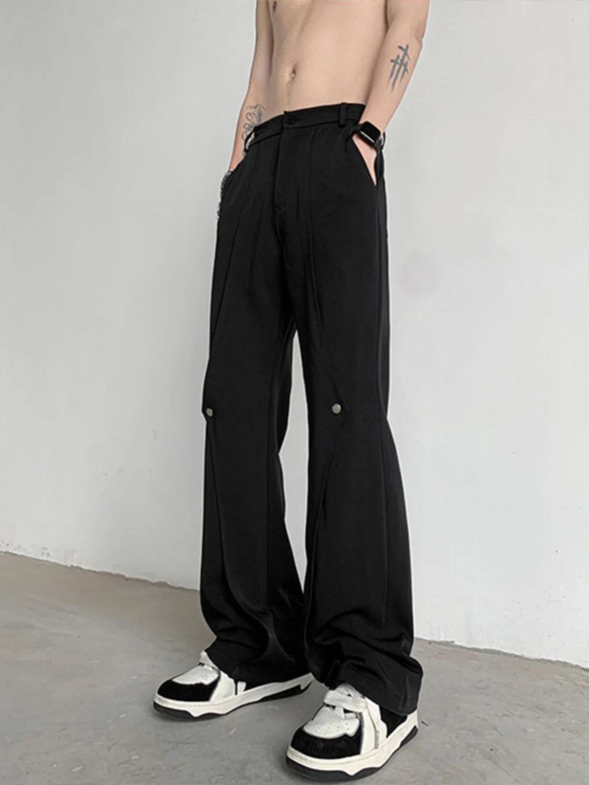 

Мужские брюки Pure Bla Naples с микро-клешем в американском стиле High Street, создающие ощущение высокого класса, повседневные, премиум-класса.