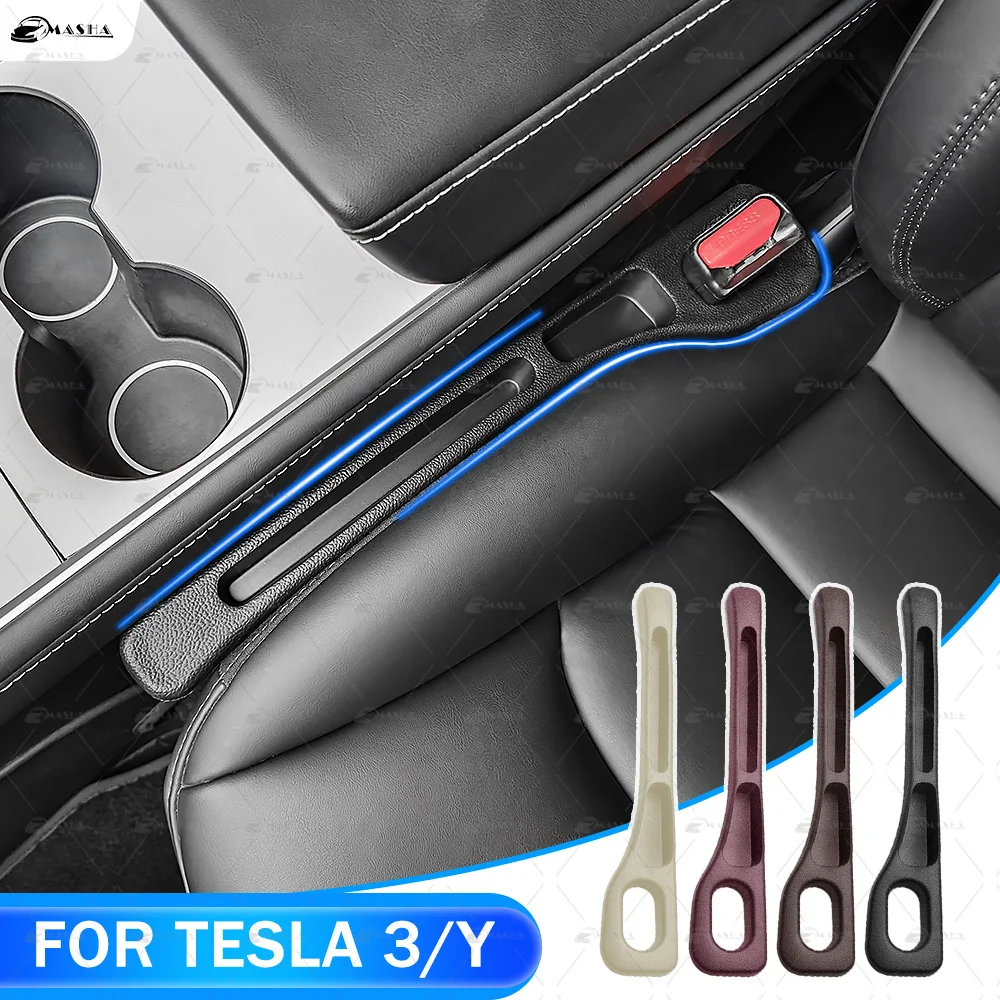 2PCS For Tesla Model Y 3 X S 2016-2024 Car Seat Gap Plug Strip Side Seam Car Gap Filler Leak Proof Seat Gap Storage Organizer