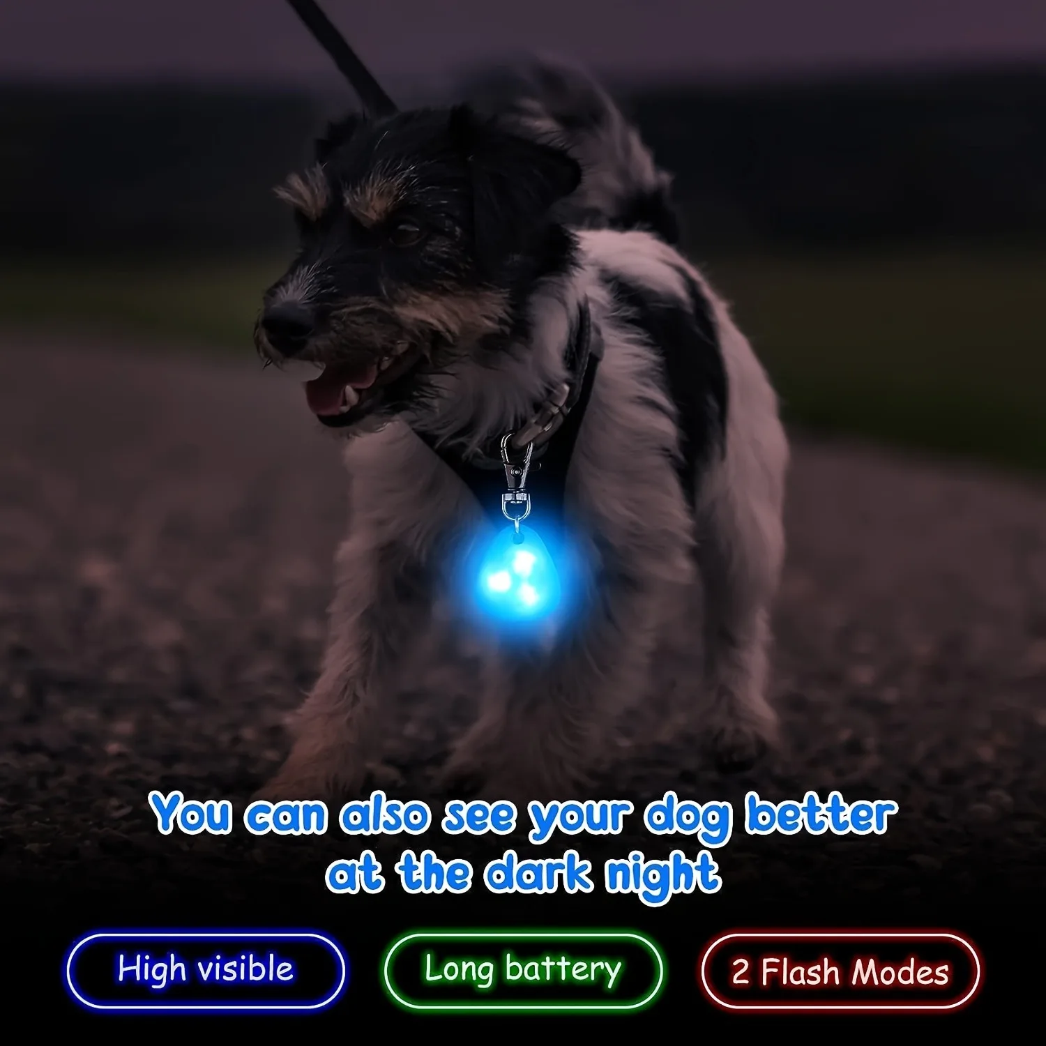 Silicone LED dog collar  Pet collar waterproof dog collar light outdoor walking safety luminous dog tag battery