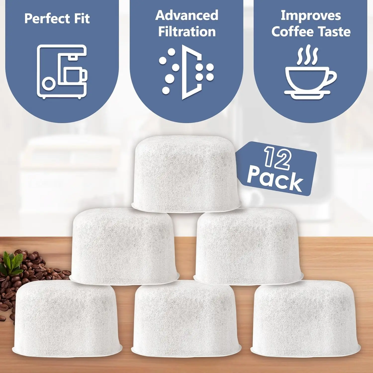 Picture 6: 12Pcs Premium Charcoal Water Filters Compatible with Breville BWF100 Machines Breville Espresso Machine Water Filter Replacement