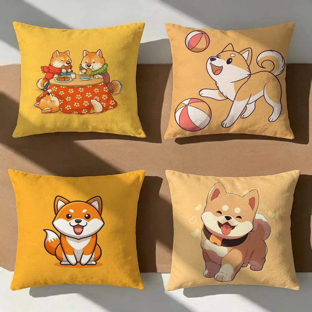 Adorable Shiba Inu Cushion Cover Pillow Cover Nordic Minimalist Throw DoubleSided Print Cushion Case for Sofa Bedroom Decor