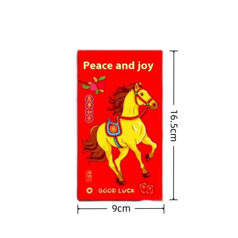 ของตกแต่งปีใหม่จีน 2026 พร้อมซองแดง 6 ใบ; ซองใส่เหรียญนำโชค ปีม้า ของที่ระลึก