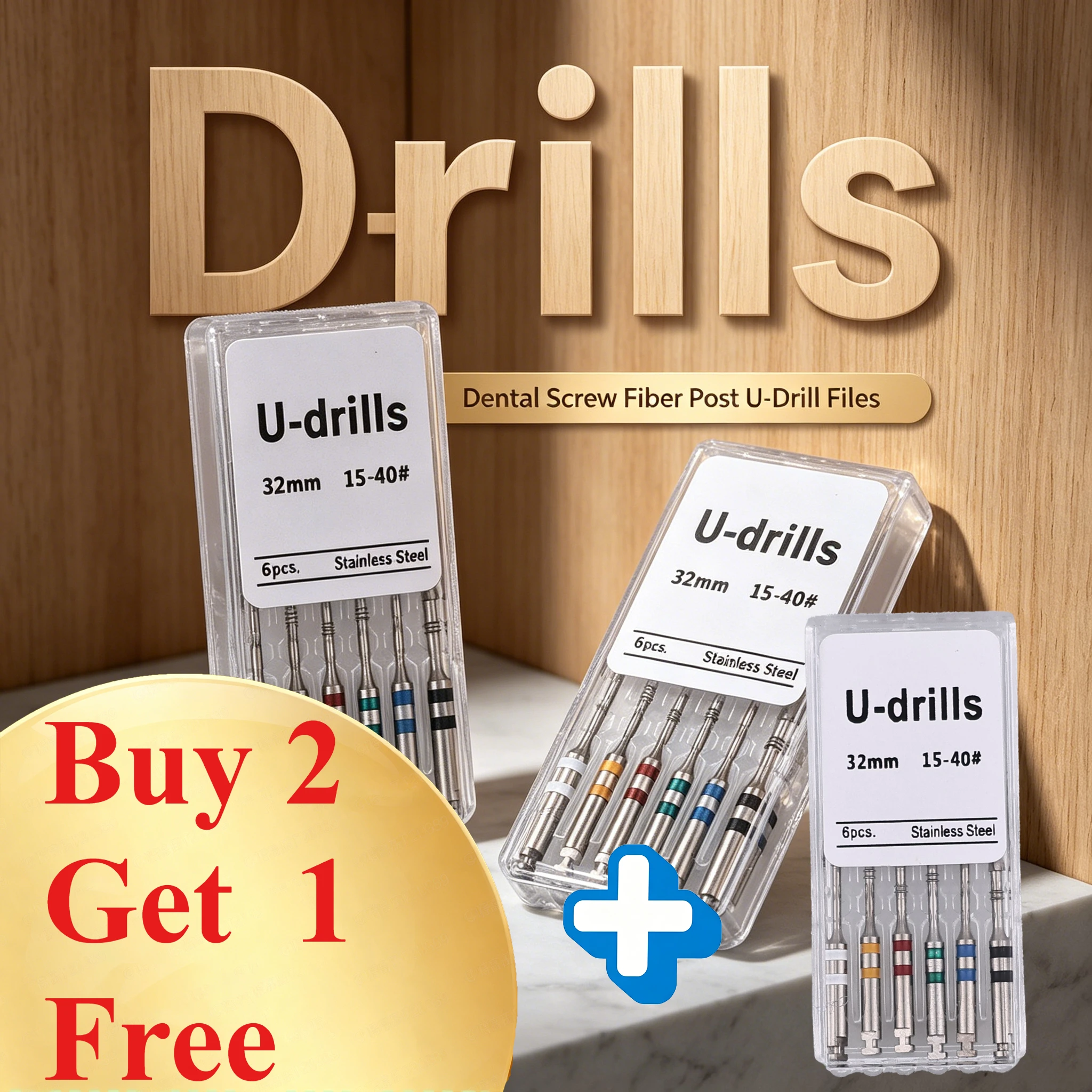 Stainless Steel Dental U-Drill Reamer Fast Precise Root Canal Hole Preparation for Fiber&Screw Post Dentistry Clinic Instruments