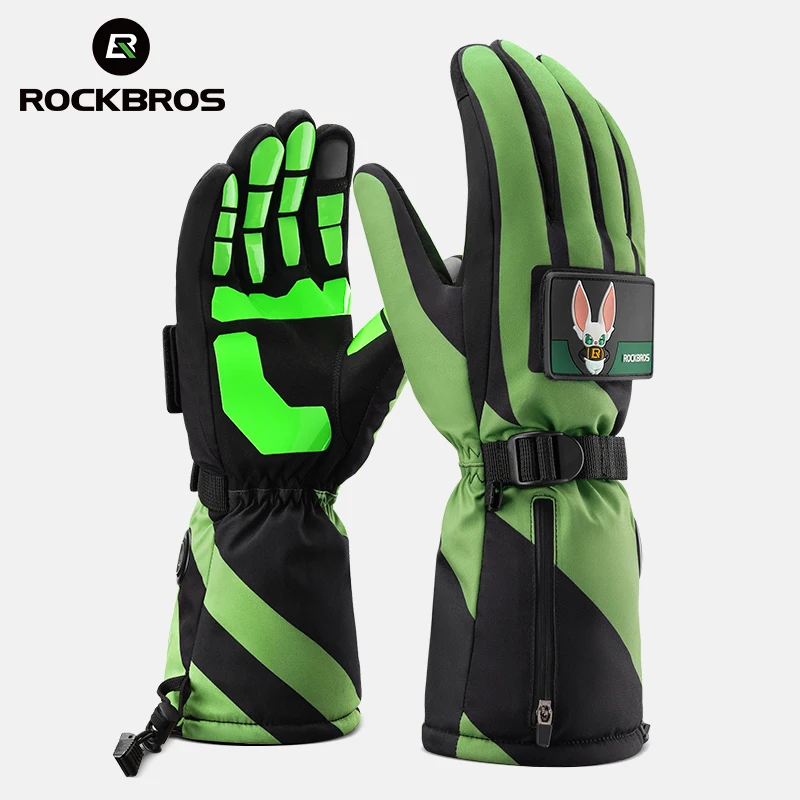 ROCKBROS Verwarmde skihandschoenen Winter Moto Screen Touch Waterdichte thermische handschoenen Heren Dames Oplaadbare batterijhandschoenen