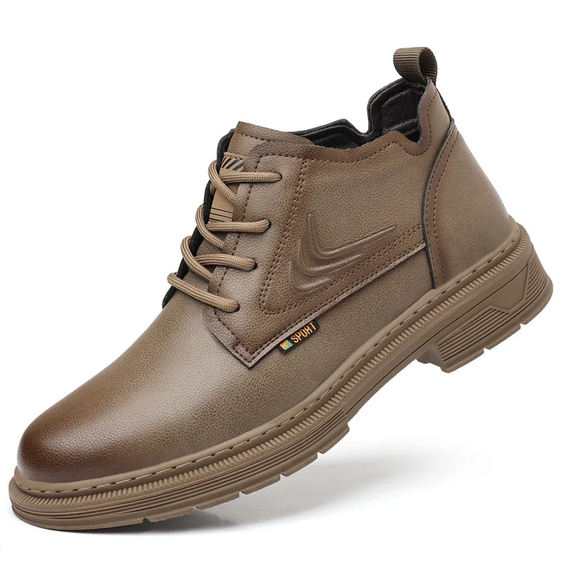 

Зимние кожаные бархатные теплые мужские зимние ботинки, модные повседневные мужские туфли на мягкой подошве, дизайнерские нескользящие кожаные ботинки для мужчин