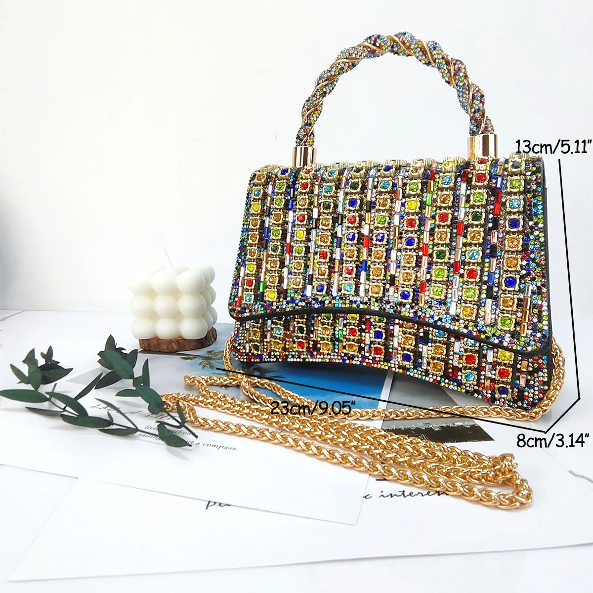 JIOMAY Colored Rhinestone Tote Bag Besigner Luxury Bag Lightweight Purses for Women For Party Exquisite Fashion âCrossbody Bags