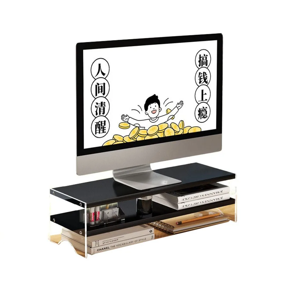 

Single/Double Layers Acrylic Floating Computer Stand Protect Neck Clear Foot Desktop Laptop Riser Large Load Bearing