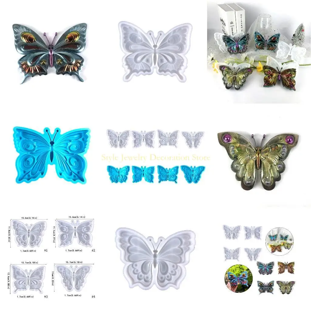 

D46E Butterfly Silicone Molds Table Ornament Mould Plaster Making Tool Easy to Clean