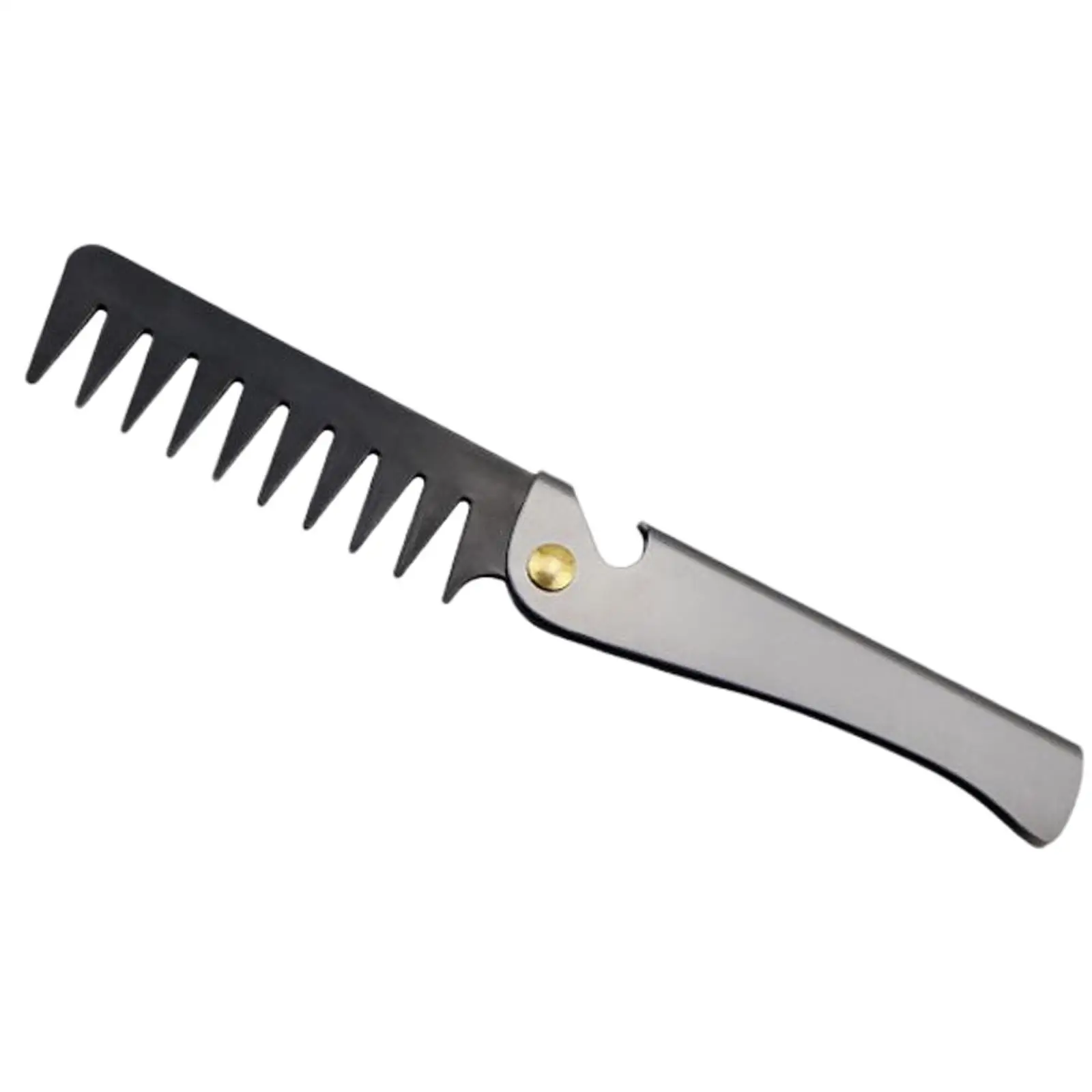 Men Folding Oil Head Comb, Multi Use Gift Beard Grooming Combing Pocket Retro Styling Comb for Stylists Household Barber