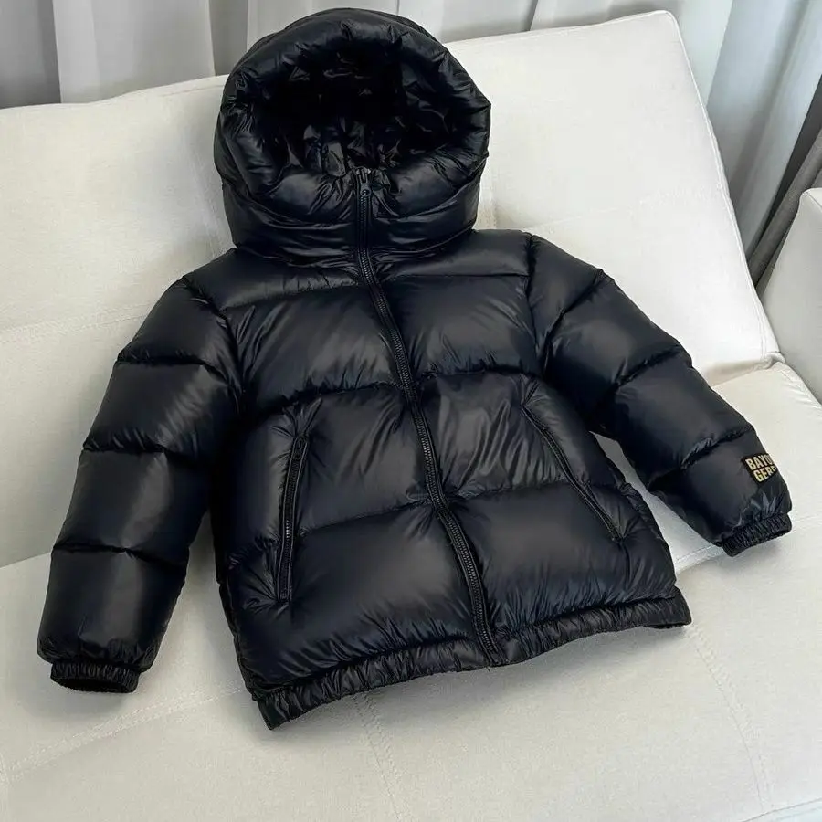 Children\'s Winter New down Jacket Jacket Black Gold down Jacket Boys Girls Middle and Large Children Thickened Short Jacket