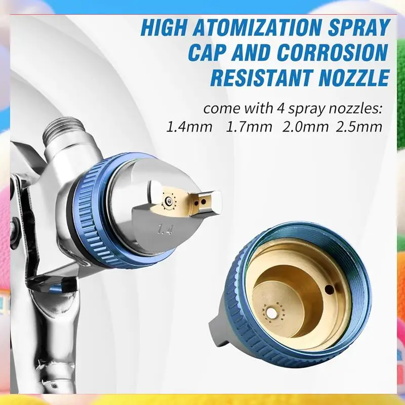 

HVLP Gravity-Fed Air Spray-Gun With 1.4/1.7/2.0/2.5 Mm Nozzles And 650 Cc Mixing Cups, Automotive Paint Sprayer-ABUA