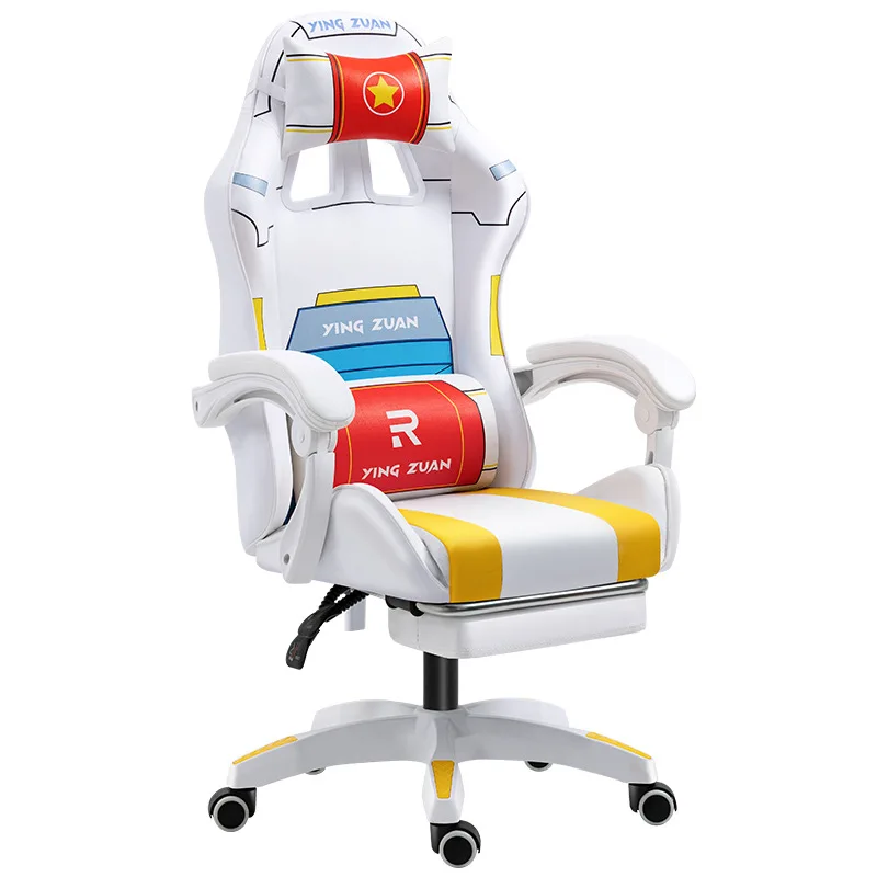 

Cartoon Esports Gaming Chair Can Be Raised Ergonomic Chair Anchor Internet Cafe Comfortable Sedentary Computer Chair